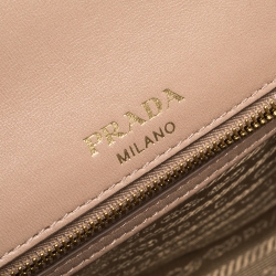 Pre Owned Prada Nude Beige Gaufre Leather Flap Chain Shoulder Bag