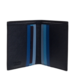 Pre Owned Prada Navy Blue Saffiano Leather Bifold Wallet