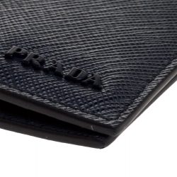 Pre Owned Prada Navy Blue Saffiano Leather Bifold Wallet
