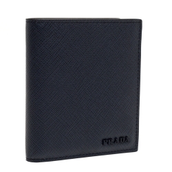 Pre Owned Prada Navy Blue Saffiano Leather Bifold Wallet