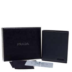 Pre Owned Prada Navy Blue Saffiano Leather Bifold Wallet