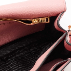 Pre Owned Prada Pink Vitello Daino Leather Flap Crossbody Bag