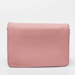 Pre Owned Prada Pink Vitello Daino Leather Flap Crossbody Bag