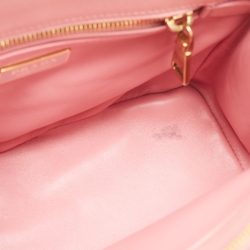 Pre Owned Prada Pink Saffiano Lux Leather Small Star Moon Galleria Double Zip Tote