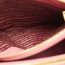 Pre Owned Prada Pink Saffiano Lux Leather Small Star Moon Galleria Double Zip Tote