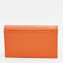 مملوكة مسبقًا Prada Orange Leather Flap Card Holder