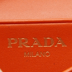 مملوكة مسبقًا Prada Orange Leather Flap Card Holder