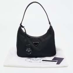 Pre Owned Prada Black Nylon Mini Re-Edition 2005 Shoulder Bag