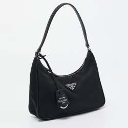 Pre Owned Prada Black Nylon Mini Re-Edition 2005 Shoulder Bag