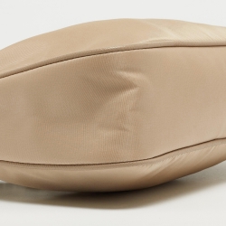 Pre Owned Prada Beige Nylon and Leather Re-Edition 2005 Baguette Bag