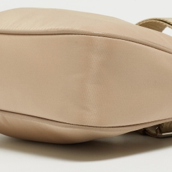 Pre Owned Prada Beige Nylon and Leather Re-Edition 2005 Baguette Bag