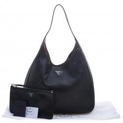 Pre Owned Prada Black City Fori Leather Hobo