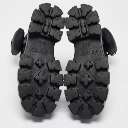 Prada Black Leather Monolith Platform Ankle Boots Size 40