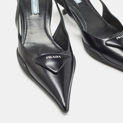 Pre Owned Prada Black Patent Leather Slingback Pumps Size 38.5