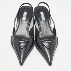 Pre Owned Prada Black Patent Leather Slingback Pumps Size 38.5