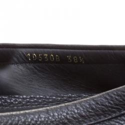 Pre Owned Prada Black Leather Bow Loafers Size 38.5