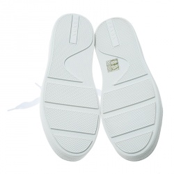 Pre Owned Prada Metallic Silver Leather Low Top Sneakers Size 37