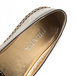 Pre Owned Prada Black Leather Bow Detail Espadrilles Size 36