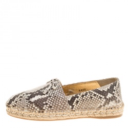 Pre Owned Prada Beige Python Leather Bow Espadrilles Size 37