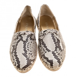 Pre Owned Prada Beige Python Leather Bow Espadrilles Size 37