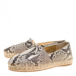 Pre Owned Prada Beige Python Leather Bow Espadrilles Size 37