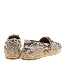 Pre Owned Prada Beige Python Leather Bow Espadrilles Size 37