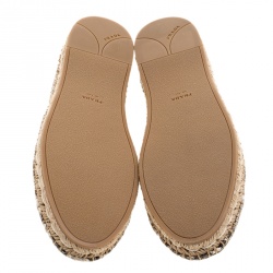 Pre Owned Prada Beige Python Leather Bow Espadrilles Size 37