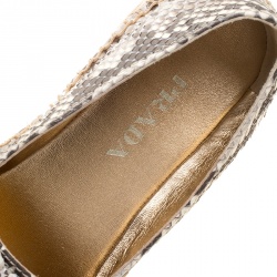 Pre Owned Prada Beige Python Leather Bow Espadrilles Size 37