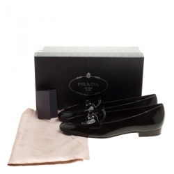 Pre Owned Prada Black Patent Leather Loafers Size 40