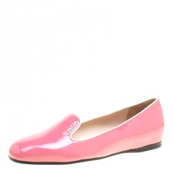 Pre Owned Prada Blush Pink Patent Leather Smoking Slippers Size 38.5