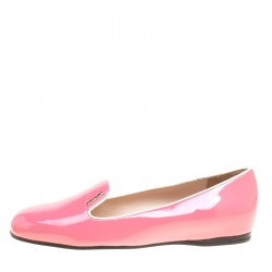 Pre Owned Prada Blush Pink Patent Leather Smoking Slippers Size 38.5