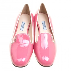 Pre Owned Prada Blush Pink Patent Leather Smoking Slippers Size 38.5