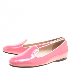 Pre Owned Prada Blush Pink Patent Leather Smoking Slippers Size 38.5