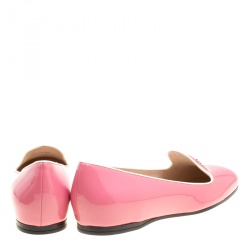 Pre Owned Prada Blush Pink Patent Leather Smoking Slippers Size 38.5