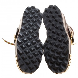 Pre Owned Prada Brown Leather With Rubber Cap Toe Mountain Desert Platform Boots Size 37