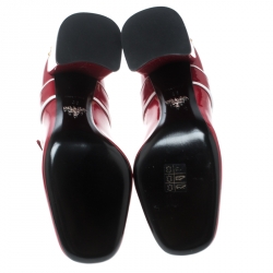 Pre Owned Prada Red Patent Leather Mary Jane Pumps Size 38