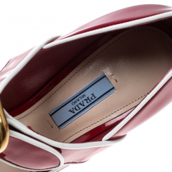 Pre Owned Prada Red Patent Leather Mary Jane Pumps Size 38