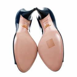 Pre Owned Prada Blue Patent Leather Peep Toe Pumps Size 36.5