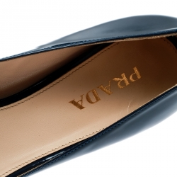 Pre Owned Prada Blue Patent Leather Peep Toe Pumps Size 36.5
