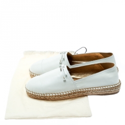 Pre Owned Prada White Leather Bow Detail Espadrilles Size 37.5