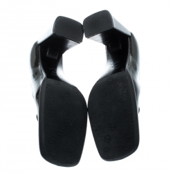 Pre Owned Prada Dark Green Patent Leather Buckle Detail Block Heel Pumps Size 36.5