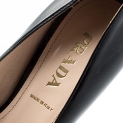 Pre Owned Prada Black Patent Leather Bow Pointed Toe Pumps Size 36.5