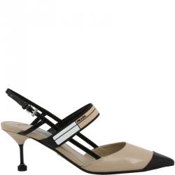 Prada Two Tone Leather Pointed Toe Slingback Sandals Size 38