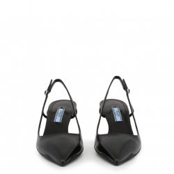 Pre Owned Prada Black Leather Opanca Pointed Toe Slingback Sandals Size 39