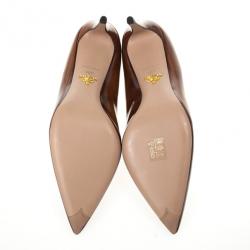 Pre Owned Prada Brown Leather Pointed Toe Pumps Size 40.5