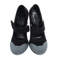 مملوكة مسبقًا Prada Black Extended Cap-Toe Mary Jane Pumps Size 38.5
