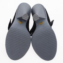 مملوكة مسبقًا Prada Black Extended Cap-Toe Mary Jane Pumps Size 38.5