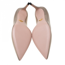 Pre Owned Prada Metallic Dull Gold Leather Pointed Toe Pumps Size 40