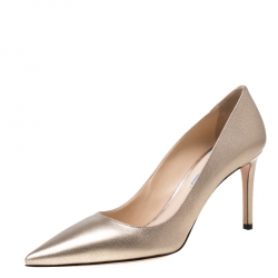 Pre Owned Prada Metallic Dull Gold Leather Pointed Toe Pumps Size 40
