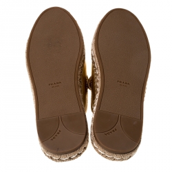 Pre Owned  Prada Metallic Gold Leather Espadrille Mules Size 39